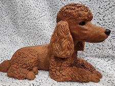 Vintage Sandicast Brown Poodle Dog Sculpture Statue 1987 Signed 4 POUNDS picture