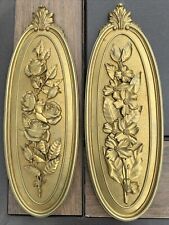 VTG MCM Syroco USA 2 Floral Leaves Roses Dogwood Wall Plaques Beautiful 1974 picture
