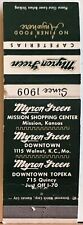 Myron Green Cafeteria Mission & Topeka KS Kansas Vintage Matchbook Cover picture