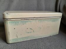 Distressed Vintage 1940s Art Deco Tin Bread Box With Air Holes Shabby Chic  picture