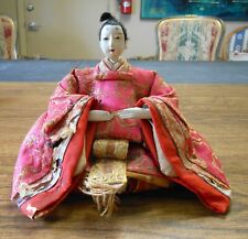Antique Japanese Seated Samurai Gofun Silk Fabric Male Warrior Doll Figurine 4