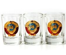USSR Shot Glasses Set of 3 Made in Russia Vodka Tequila Shots 1.7 fl oz ea picture