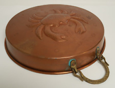 Copper & Brass Crab Mold Dish Pan Tray Wall Decor Jello Cake 12
