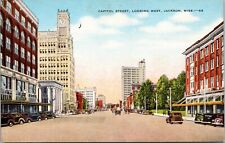 Jackson MS-Mississippi, Capitol Street, Looking West,  Vintage Postcard picture