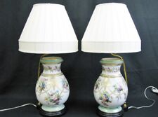 Elegant Pair of Old Paris Porcelain Painted Vases Mounted As Table Lamps C. 1860 picture
