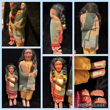 TWO Vintage Native American Indian Sookum Dolls, Child & Woman With Papoose Baby picture