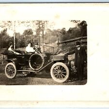 c1914 Ohio Unknown Touring Car RPPC Men Woman Driver Real Photo Postcard A125 picture