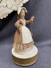 Vintage Schmid Music Box (God Bless America) - Porcelain Pilgrim Girl Doll picture