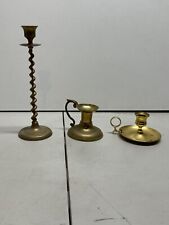 vintage Brass toned candlesticks lot of 3 picture