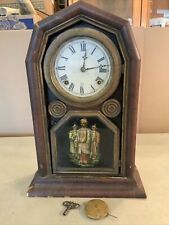 Vintage Antique Mantel Kitchen Gingerbread Clock W/ Pendulum Key Welch Spring Co picture