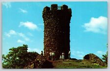Meriden Connecticut~Tourists @ Castle Craig~Norman Tower Replica~Chrome Postcard picture