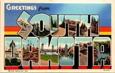 Linen Postcard Large Letter Greetings from South Dakota SD UNP picture