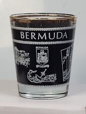 Stunning Vintage Bermuda Souvenir Shot Glass Gold Rimmed Black picture