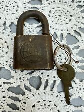 Antique Padlock Lock and Key Old Vintage Style Hurd Detroit picture