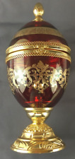 Vintage Interglass Prince of Florence 24kt Gold Red Mouth Blown Hinged Glass Egg picture