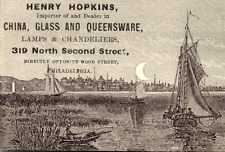 1880s PHILADELPHIA HENRY HOPKINS DEALER CHINA GLASS VICTORIAN TRADE CARD P139 picture