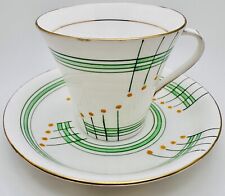 Sampson Smith England Old Royal Vintage Art Deco Cup & Saucer Green Orange Dots picture