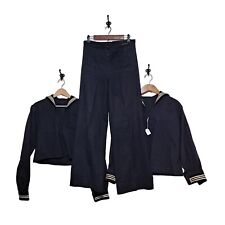 Vintage WWII US Navy Sailor Uniform Men 3pc Wool Set Classic Pants Jacket Anchor picture