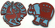 Vintage Democrat Donkey & Republican Elephant Refrigerator Magnets Blue picture