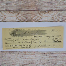 Antique Cancelled Check 1927 State Bank of Brocton School Fund Wm Sornberger picture