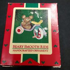 Vintage Hallmark Keepsake Ornament 1985 Beary Smooth Ride Bear on Big Wheel picture