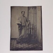 Rare African American Man Holding Tophat 1860's Tintype Antique picture