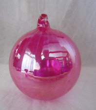 Pink Round Handcrafted Blown Glass Iridescent Christmas Ornament Light Weight A picture