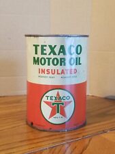 Vintage TEXACO Insulated Motor Oil Metal 1 Quart GAS OIL NICE CLEAN GRAPHICS L13 picture
