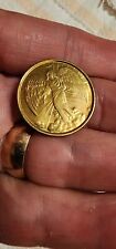 Vintage Gold Tone Guardian Angel Medal  Double Sided Coin Religious Preowned picture
