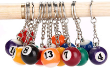 Colorful Billiard Ball Keychain Set 16 Pcs, Key Chain Balls Eightball Billarrr picture