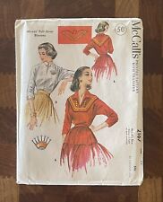 Vintage 1950s McCall's Pull-Over Blouses w/ Embroidery Transfers Size 12 picture