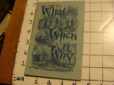 1880's HOOD'S SARSAPARILLA -WHAT WHEN WHY booklet, 16pgs. Lowell Ma picture