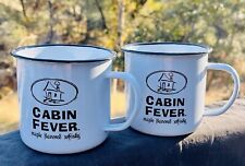 Pair Cabin Fever Whiskey *NEW* Tin CUP MUGS 12oz Black & White Barware Camping picture