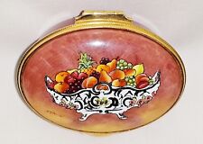 Kingsley English Enamels Trinket Box ~ Fruit Bowl Oval ~ Hand Painted picture