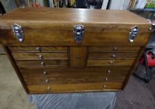 Oak 10 Drawer Machinist Wooden Tool Chest Wood Cabinet Box picture