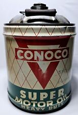 Vintage CONOCO SUPER Heavy Duty Motor Oil 5 Gallon Can EMPTY Made In USA picture