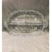 Vintage Elegant Fostoria Navarre Chintz Etched Glass Divided Serving Dish-1930s picture