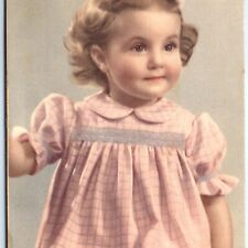 c1940s Art Illustrated Adorable Little Girl Portrait Lorenzo Audet Quebec A148 picture