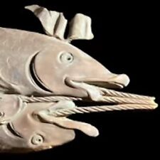 Beautiful wood vintage hand carved fish on line picture