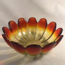 PV05541 Vintage Mid Century Indiana Glass Amberina Sunset LUAU Lotus Salad Bowl picture