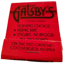 Vintage Matchbook GATSBY'S Food & Spirits Cocoa Beach Florida Unstruck picture