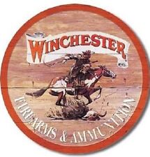Winchester Firearms & Ammunition Express Ammo Retro Round Metal Tin Sign #975 picture