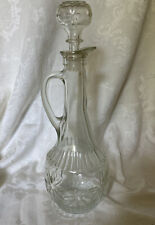 Vintage Clear Glass Starburst Flower Wine Decanter Bottle & Decorative Stopper picture