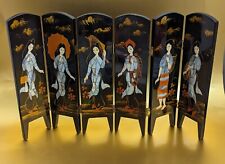 Asian Lacquer/ Mother Of Pearl 6 Panel Screen/ Scenes On Both Sides picture