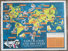 1966 Exploration & Discovery Visual History Wall Map 37”x 28” Civic Education picture