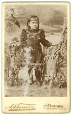 CIRCA 1890'S CDV Adorable Little Girl Dress In Studio Bender Bremen Germany picture