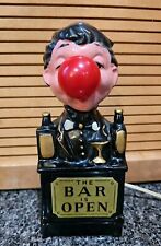 1950s Vintage THE BAR IS OPEN BARTENDER RED NOSE LAMP Japan Works Redware 8.5” picture