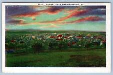 1920's SUNSET OVER HARRISONBURG VIRGINIA VA AERIAL VIEW ANTIQUE POSTCARD picture