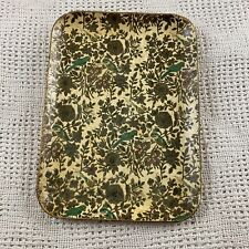 Lightweight Wooden Tray Floral Bird Motif Vintage Bronze and Cream 7.25x10in picture