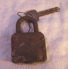 VINTAGE  SLAYMAKER RUSTED  HARDENED LOCK MARKED W/ KEY picture